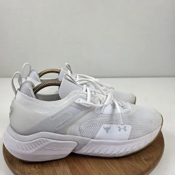 Under Armour Project Rock Shoes Mens Size‎ 10 White HOVR Training Sneakers Gym